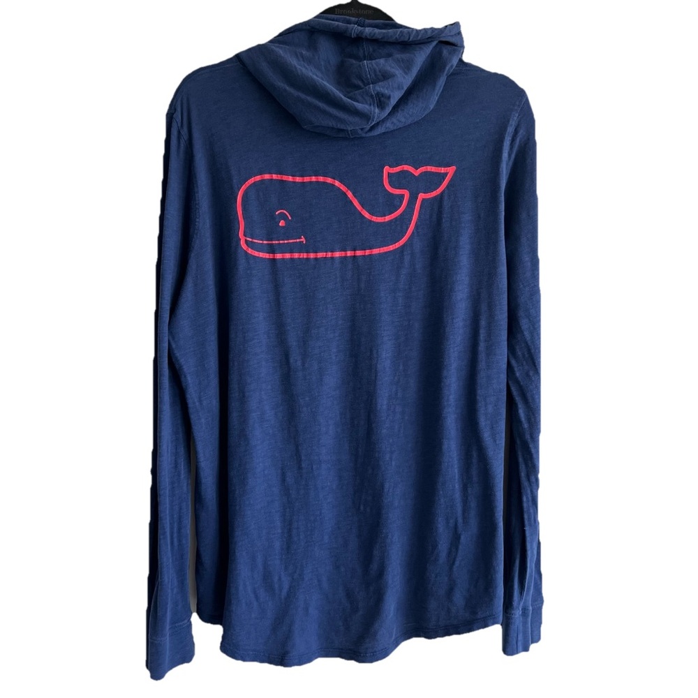 Vineyard Vines Edgartown Navy Blue Lightweight Slub Hoodie Whale Logo Size Large